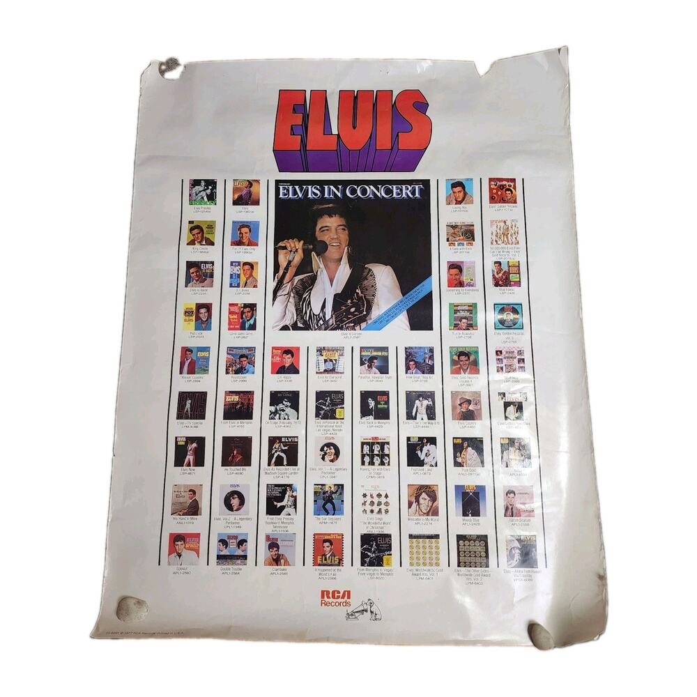 1977 Original Elvis Presley Catalog Of Records Promo Poster 36" X 28"